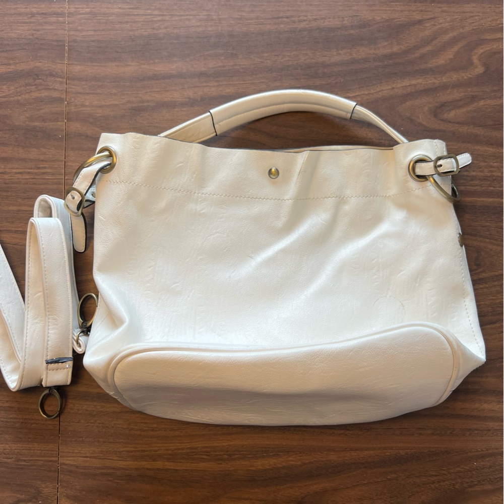 Faux leather white purse
